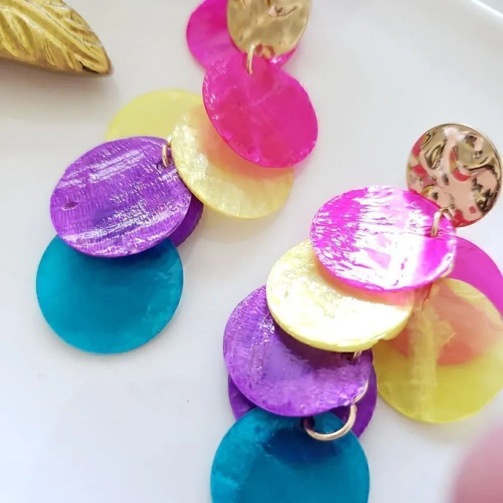 Zara MultiColored- Natural Shell Earrings - Picture 8 of 10